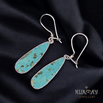 TURQUOISE GEMSTONE 925 STERLING SILVER EARRINGS