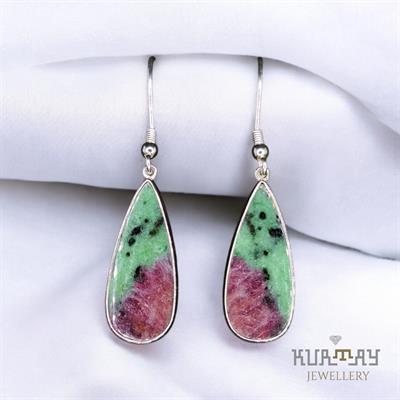 RUBYZOISITE GEMSTONE 925 STERLING SILVER EARRINGS