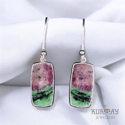 RUBYZOISITE GEMSTONE 925 STERLING SILVER EARRINGS