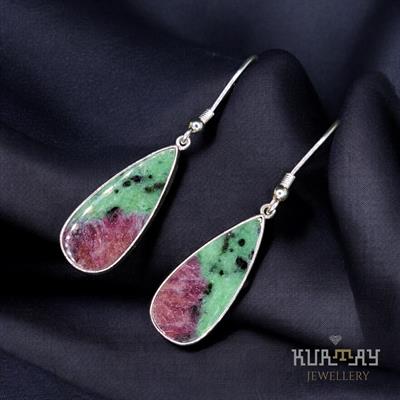 RUBYZOISITE GEMSTONE 925 STERLING SILVER EARRINGS