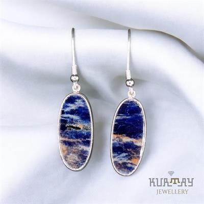 SODALITE GEMSTONE 925 STERLING SILVER EARRINGS