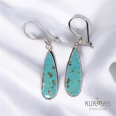 TURQUOISE GEMSTONE 925 STERLING SILVER EARRINGS