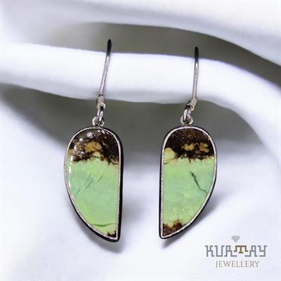 LEMON CHRYSOPRASE GEMSTONE 925 STERLING SILVER EARRINGS