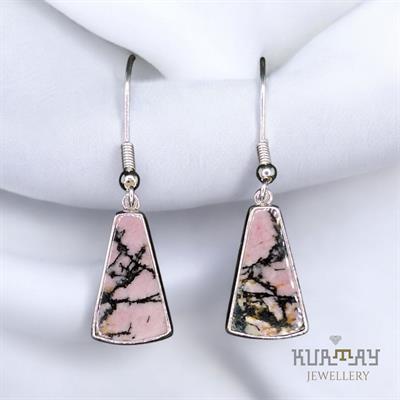 RHODONITE GEMSTONE 925 STERLING SILVER EARRINGS