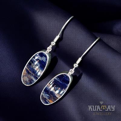 SODALITE GEMSTONE 925 STERLING SILVER EARRINGS