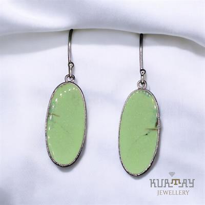 LEMON CHRYSOPRASE GEMSTONE 925 STERLING SILVER EARRINGS
