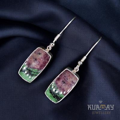 RUBYZOISITE GEMSTONE 925 STERLING SILVER EARRINGS