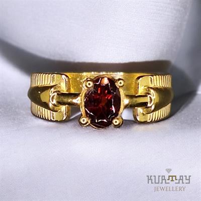 GARNET GEMSTONE 22K GOLD-PLATED 925 STERLING SILVER RING