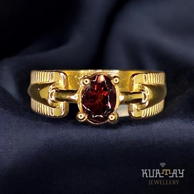 GARNET GEMSTONE 22K GOLD-PLATED 925 STERLING SILVER RING