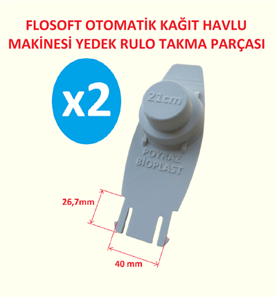 Flosoft 21cm Otomatik Kağıt Havlu Dispanseri Yedek Parça Beyaz 2 Adet