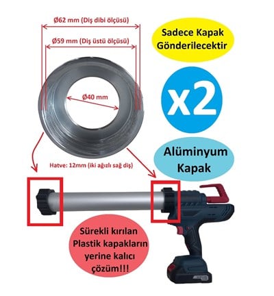 Şajlı/Akülü Silikon Tabancası Alüminyum Ön/Arka Kapak - 2 Adet