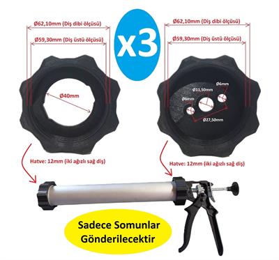 Sosis Silikon Tabancası Ön ve Arka Somun 3 Takım