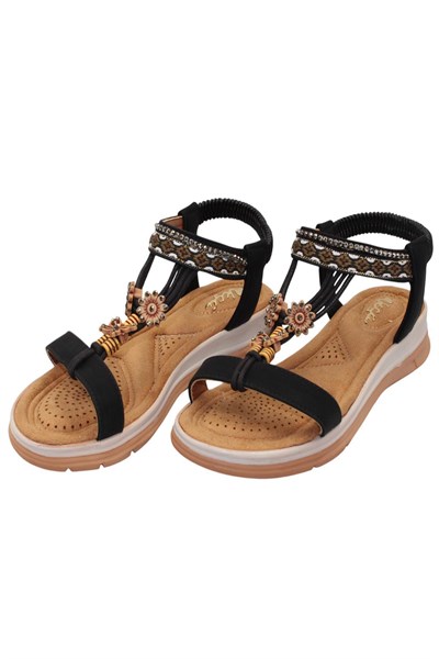 Celira Akç A25 Siyah Günlük Taşlı Kadın Sandalet Ayakkabı