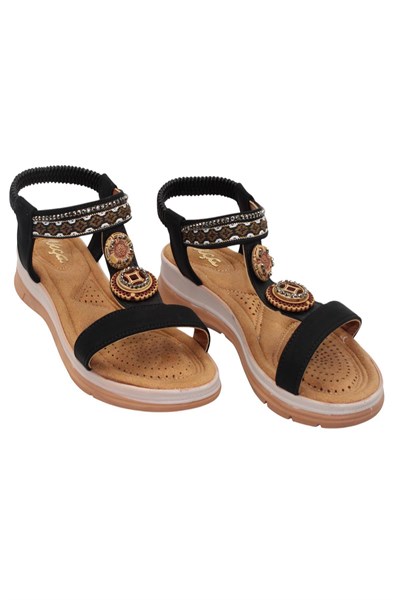 Celira Akç A26 Siyah Günlük Taşlı Kadın Sandalet Ayakkabı