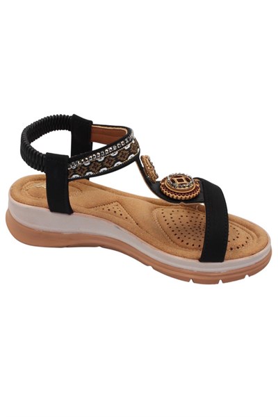 Celira Akç A26 Siyah Günlük Taşlı Kadın Sandalet Ayakkabı