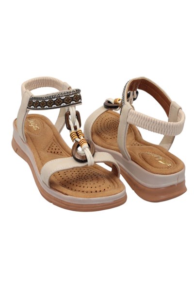 Celira Akç A27 Krem Günlük Kadın Sandalet Ayakkabı