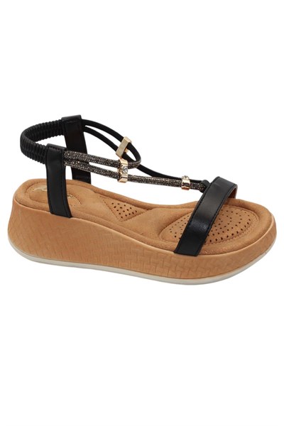 Celira Akç A33 Siyah Taşlı Kadın Sandalet Ayakkabı