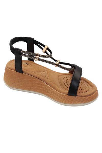 Celira Akç A33 Siyah Taşlı Kadın Sandalet Ayakkabı