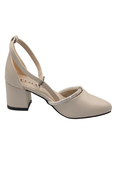Celira Bej Kadın 5 Cm Kalın Topuklu Ayakkabı