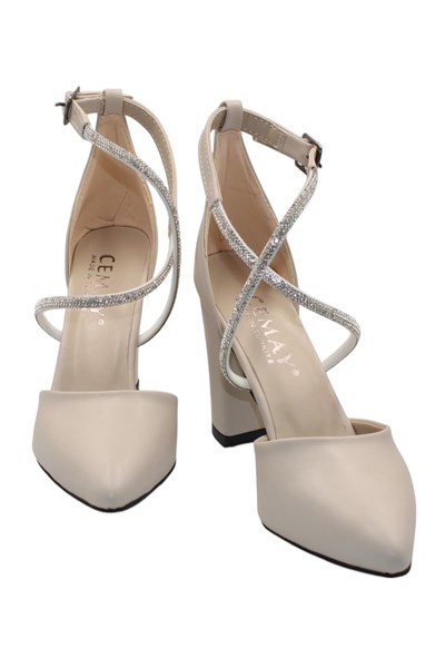 Celira Bej Kadın 8 Cm Kalın Topuklu Ayakkabı