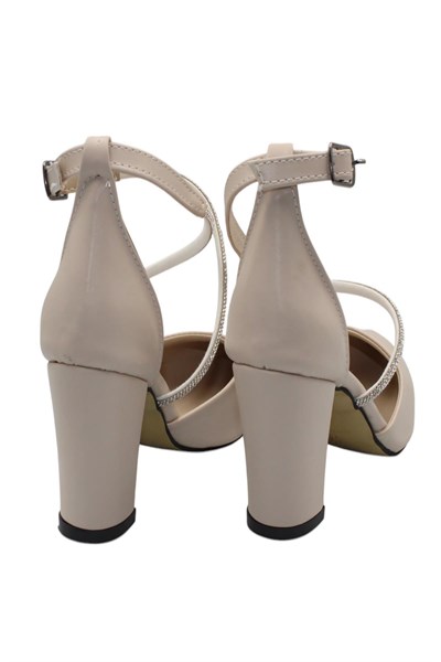 Celira Bej Kadın 8 Cm Kalın Topuklu Ayakkabı
