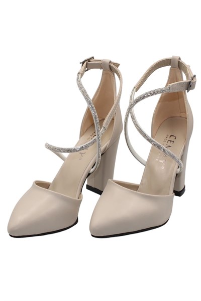 Celira Bej Kadın 8 Cm Kalın Topuklu Ayakkabı