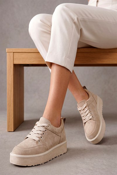 Celira Bej Süet Bağcıklı Kadın Bot NSB520