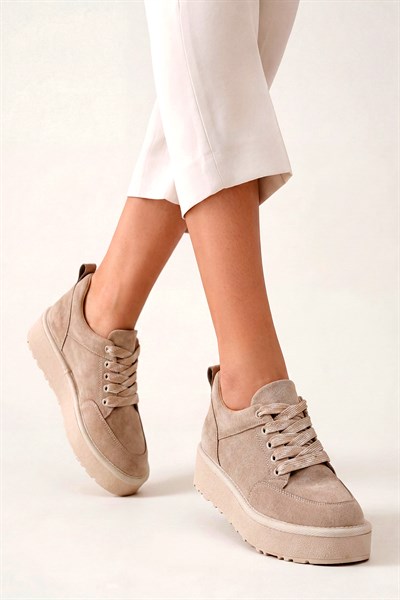 Celira Bej Süet Bağcıklı Kadın Bot NSB520