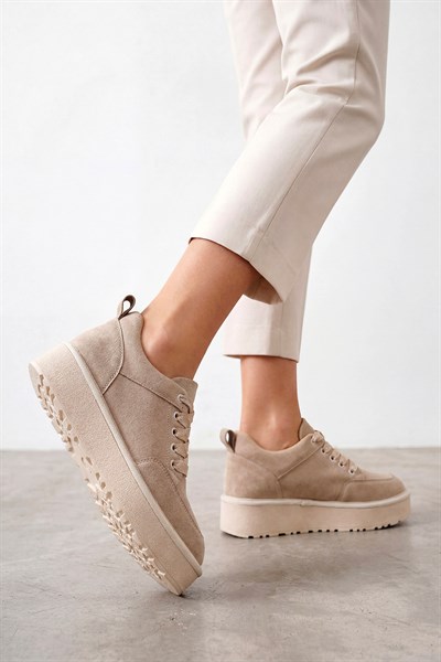 Celira Bej Süet Bağcıklı Kadın Bot NSB520