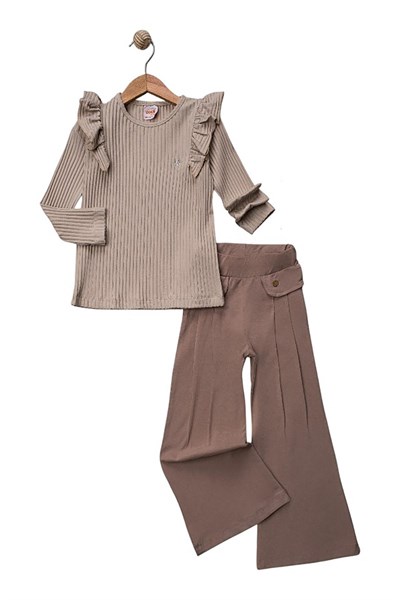 Celira Bej Taş Baskılı Kaşkorse Kız Çocuk Takım