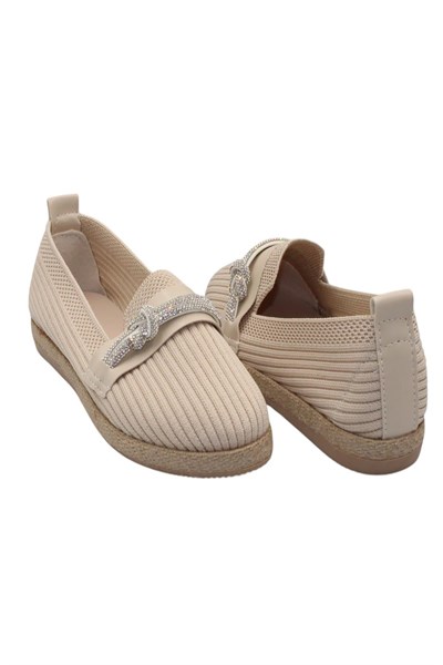 Celira Bej Triko Taşlı Kadın Günlük Babet Ayakkabı