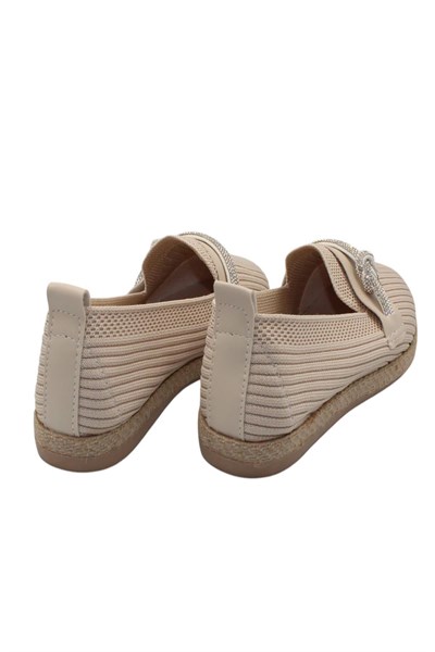 Celira Bej Triko Taşlı Kadın Günlük Babet Ayakkabı