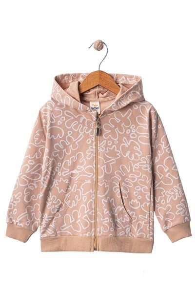 Celira Bej Wwc Yaprak Desenli Erkek Bebek Hırka