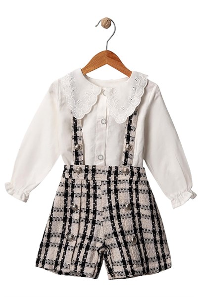 Celira Beyaz Jakarlı Gömleli Takım 2Y,3Y,4Y,5Y