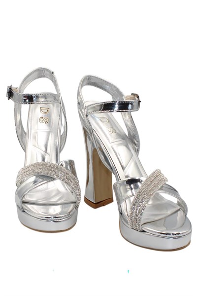 Celira Gümüş Kadıın Rugan Platform Topuklu Ayakkabı