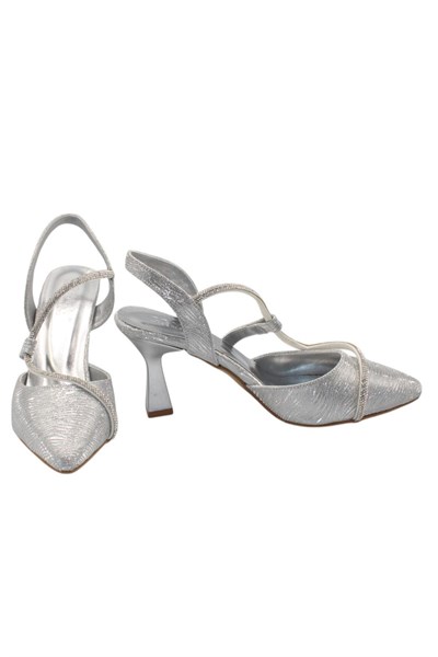 Celira Gümüş Taşlı Kadın 8 Cm Topuklu Ayakkabı