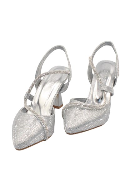 Celira Gümüş Taşlı Kadın 8 Cm Topuklu Ayakkabı
