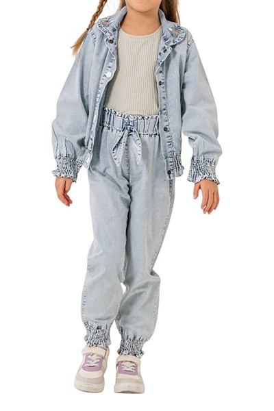 Celira Haki Kot Pantolonlu Ceketli Kız Çocuk Takım 6-9 Yaş