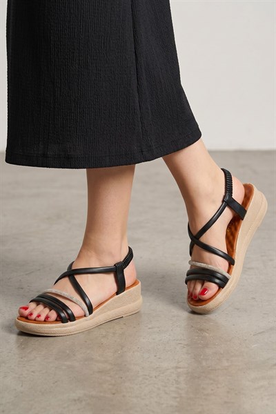 Celira Krb H41 Siyah Biyeli Kadın Sandalet Ayakkabı