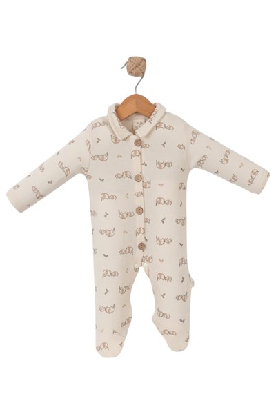 Celira Krem Filli Düğmeli Tulum 3 Ay,6 Ay,9 Ay Erkek Bebek