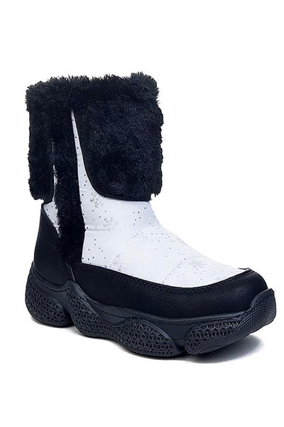 Celira Ltt Beyaz Siyah Fermuarlı Kız Çocuk Kar Botu