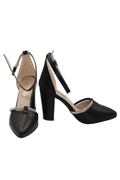 Celira Siyah Cilt Kadın 8 Cm Topuklu Ayakkabı