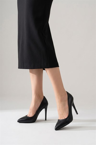 Celira Siyah Cilt Topuklu 10 Cm Kadın Stiletto Ayakkabı