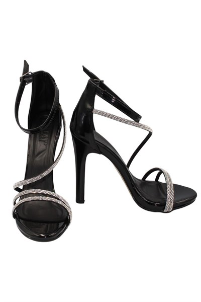 Celira Siyah Kadın 10 Cm Bilek Kemerli Topuklu Ayakkabı