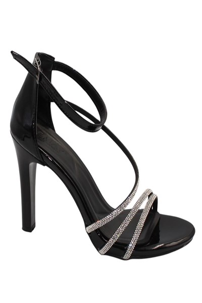 Celira Siyah Kadın 10 Cm Bilek Kemerli Topuklu Ayakkabı