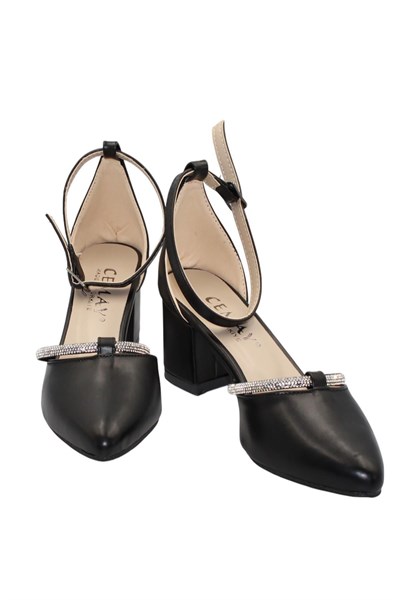 Celira Siyah Kadın 5 Cm Kalın Topuklu Ayakkabı