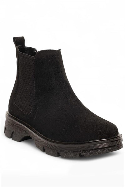 Celira Siyah Lastikli Süet Kadın Bot & Bootie NSB945