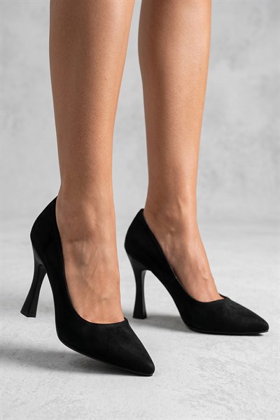 Celira Siyah Süet Topuklu 8 Cm Kadın Stiletto Ayakkabı