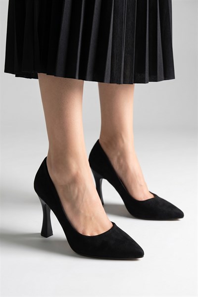 Celira Siyah Süet Topuklu 8 Cm Kadın Stiletto Ayakkabı