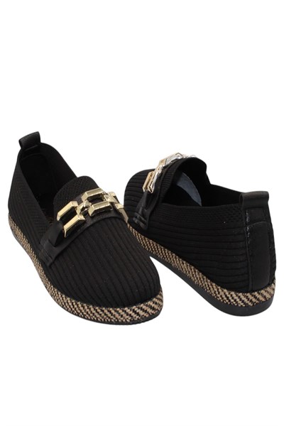 Celira Siyah Triko Tokalı Kadın Günlük Babet Ayakkabı